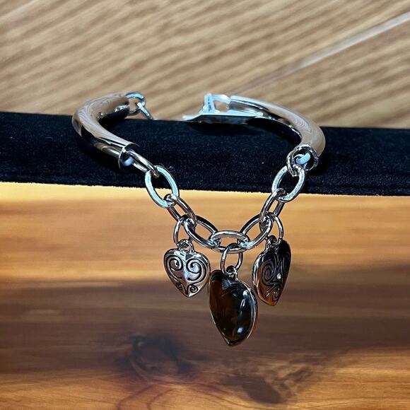 Lia Sophia Heart To Heart Lobster Clasp Bracelet Silver Tone Vtg NEW Heart Charm - Picture 1 of 7